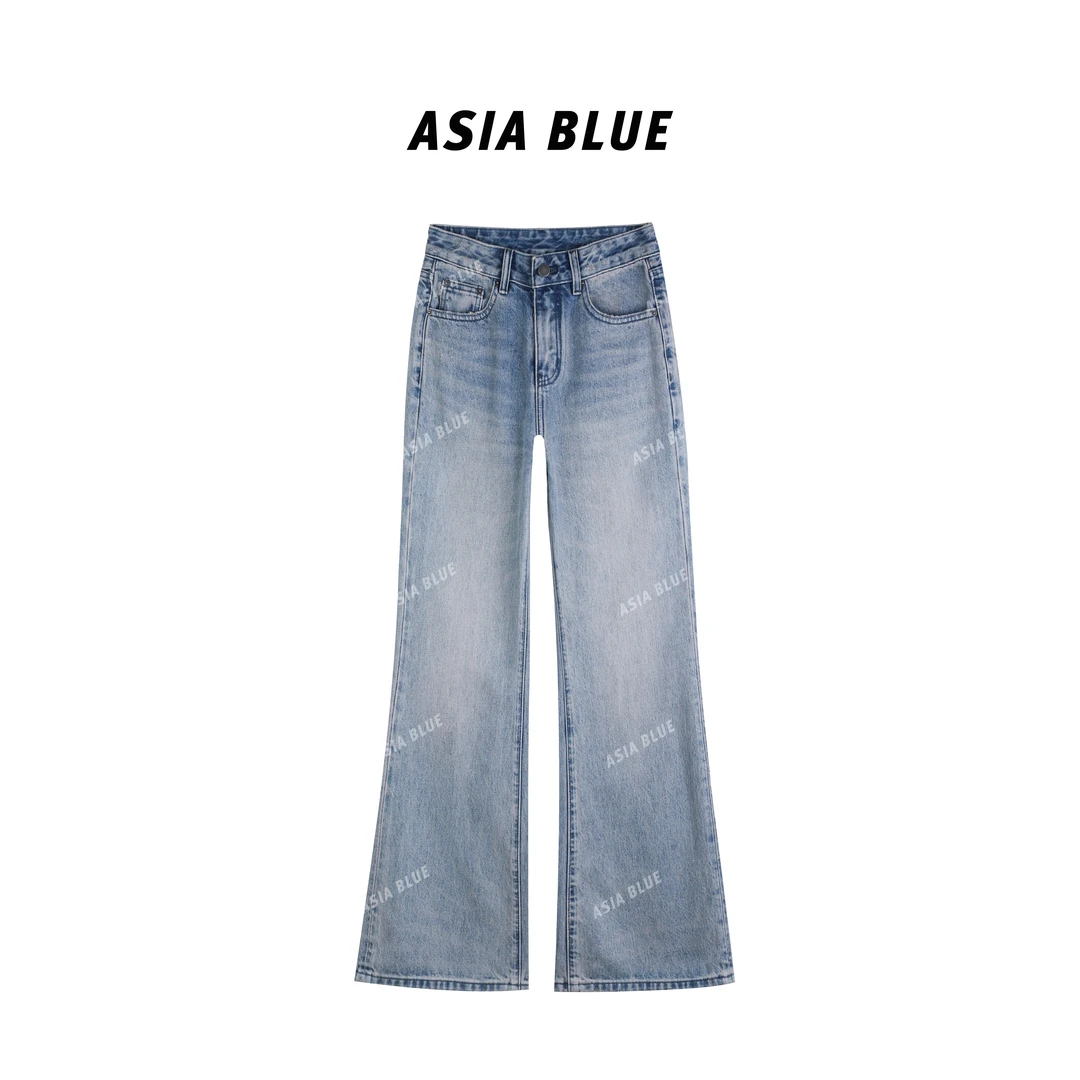 【ASIA BLUE】· 紫牛 ·无弹季复古水洗百搭气质女微喇叭牛仔裤Q5287