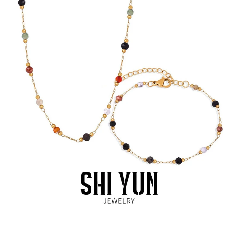 钛钢项链 彩色串珠手链脚链小众不撞款个性项链J1238