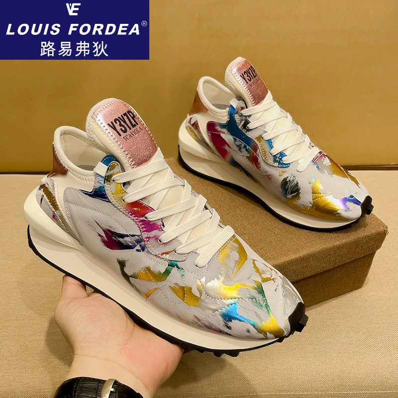 Louis Fordea/路易弗狄板鞋子男款干净感痞帅增高男鞋运动休闲鞋