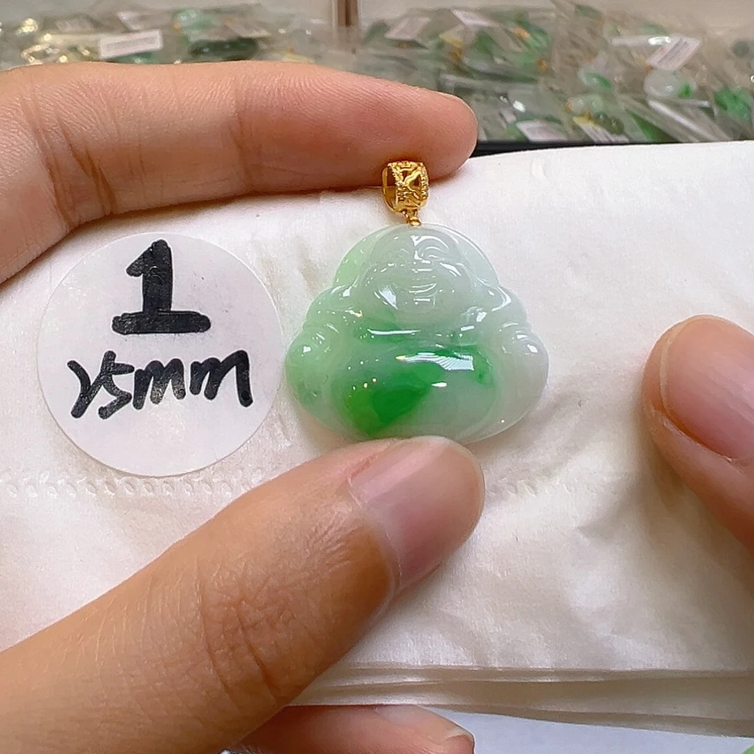 翡翠18K金镶嵌吊坠(不含链)翡翠