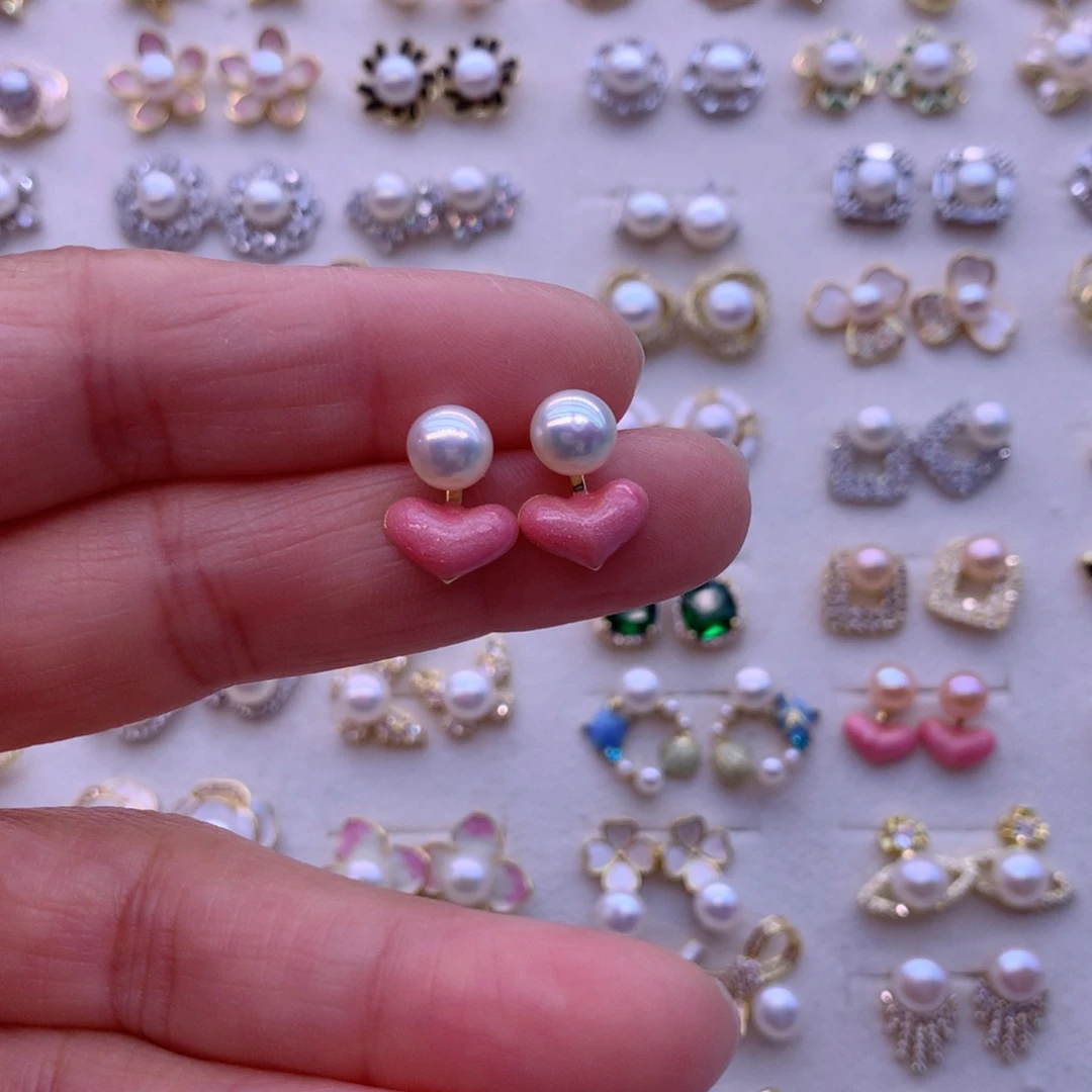 淡水珍珠耳饰合金