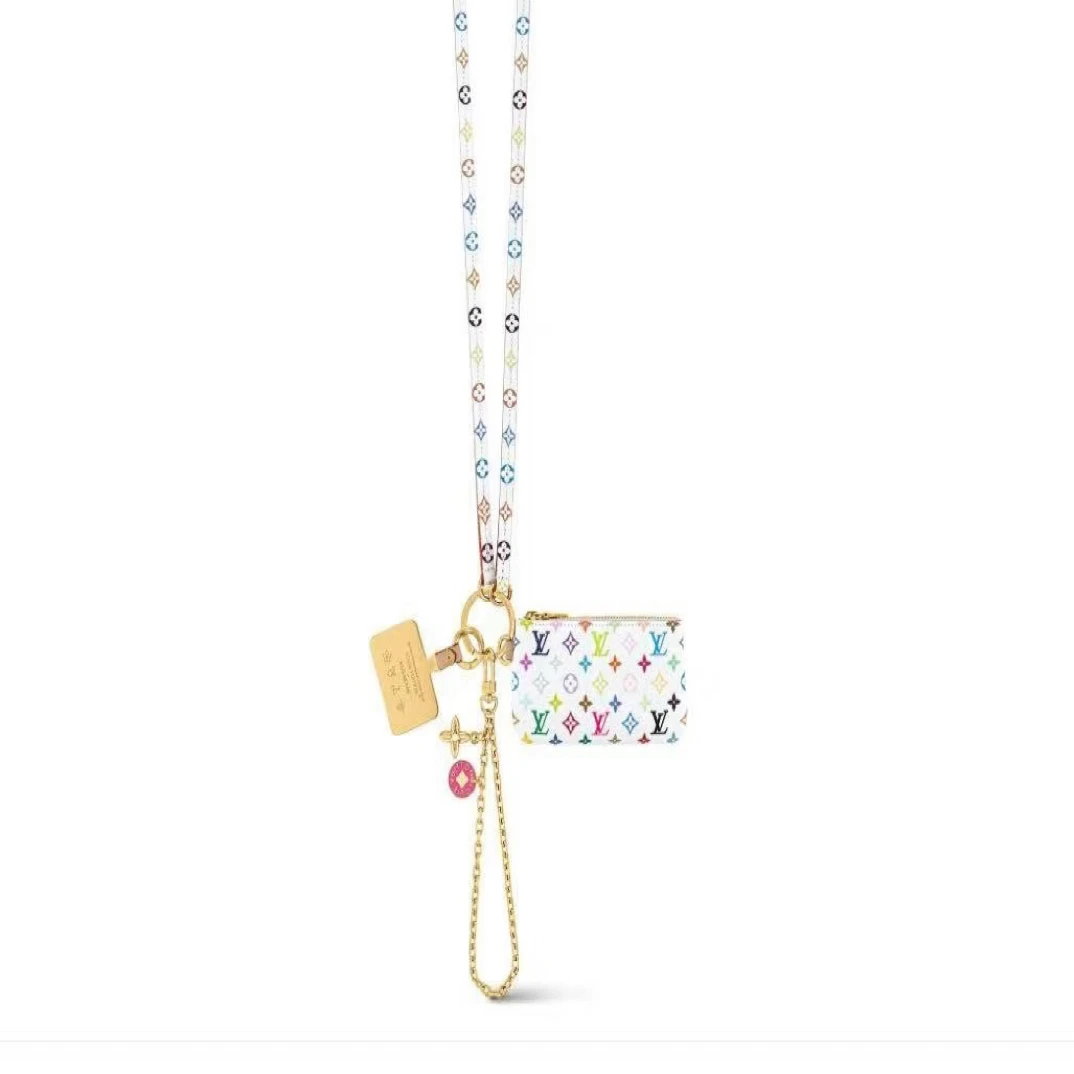 未使用 LouisVuitton/路易威登 Lv白三彩手机包链条斜挎包零钱包