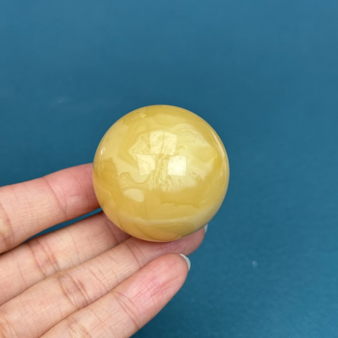 Y7294天然原矿蜜蜡圆珠37mm抖音基地质检发货