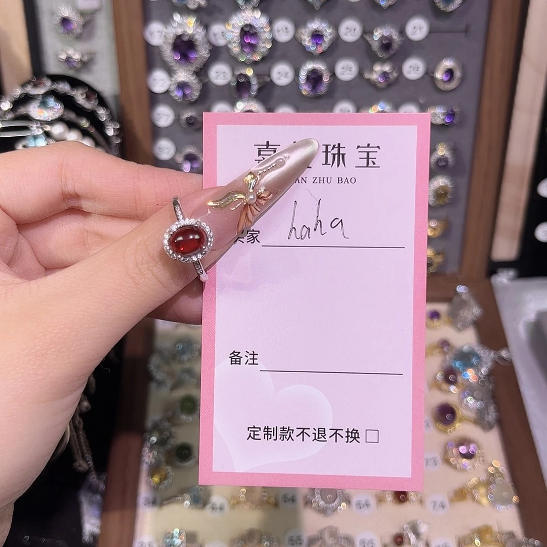 石榴石戒指银S925镶嵌ʱ****˒