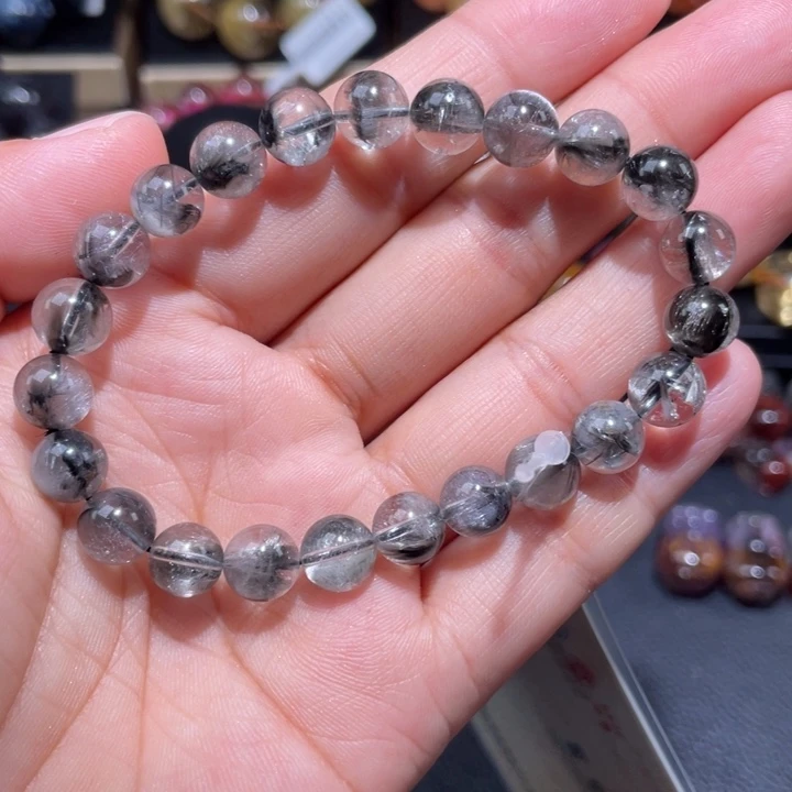 水晶手串未镶嵌黑银钛8