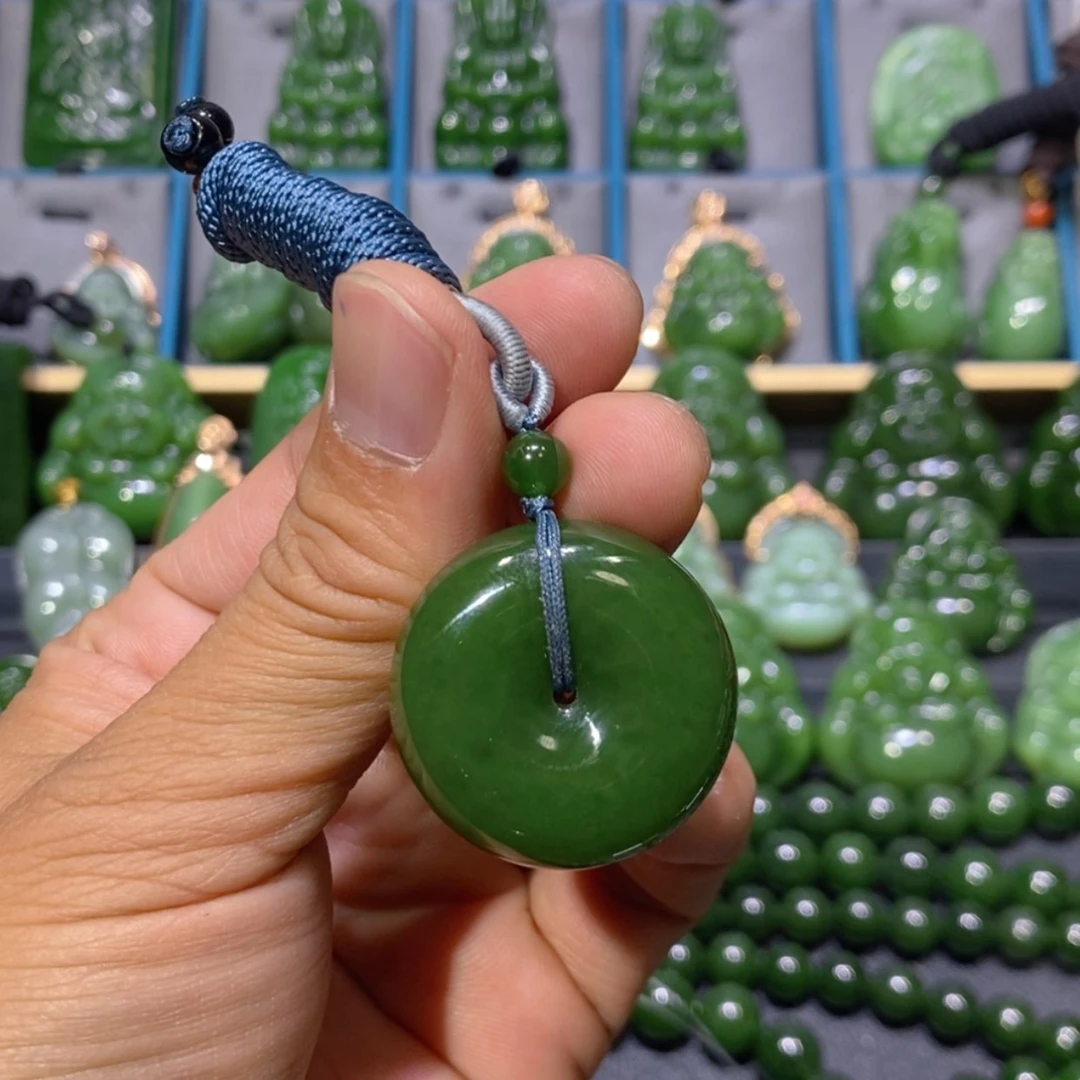 【闪购商品】和田玉吊坠(不含链)未镶嵌菠菜绿平安扣 30/12