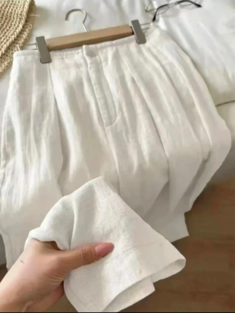 【早拍早发+运费险】莱赛尔亚麻阔腿裤夏季垂感高腰懒风显瘦长裤