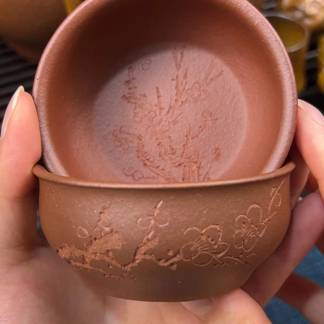 紫砂拍一发二梅花杯