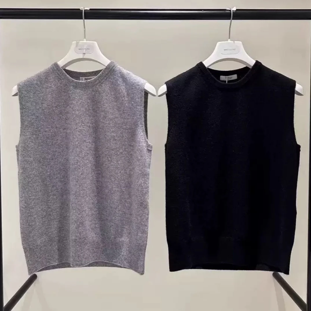 masculine韩国东大门百搭圆领无袖针织背心