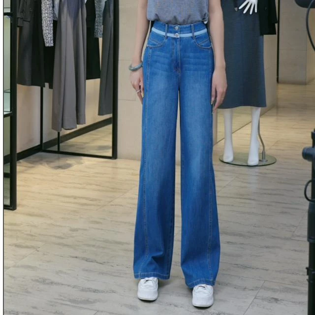 GIRDEAR/哥弟「博主裤」气质百搭高腰显瘦直筒裤垂感牛仔裤女110043