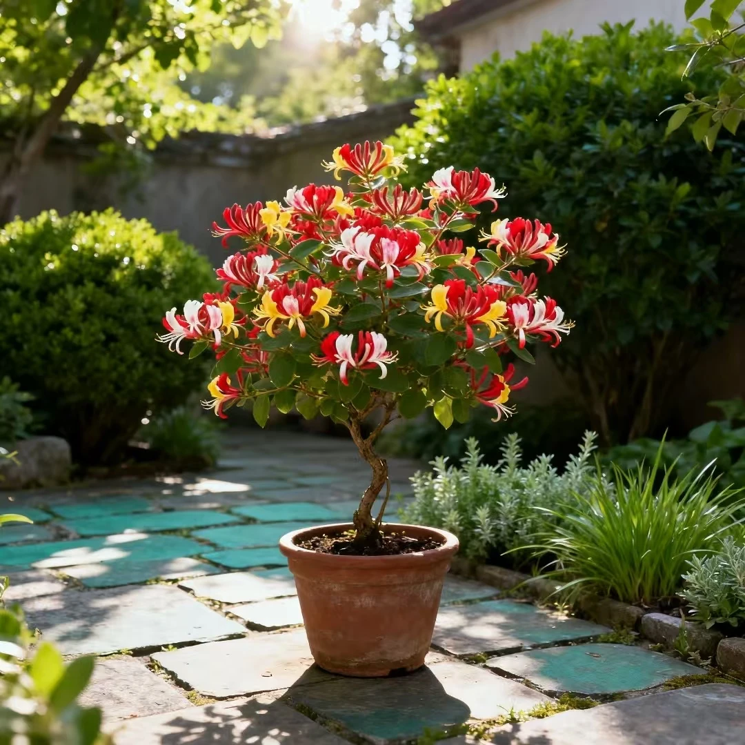 多彩红色金银花树苗可多次开花带香味南北方均可抗寒种植花卉盆栽