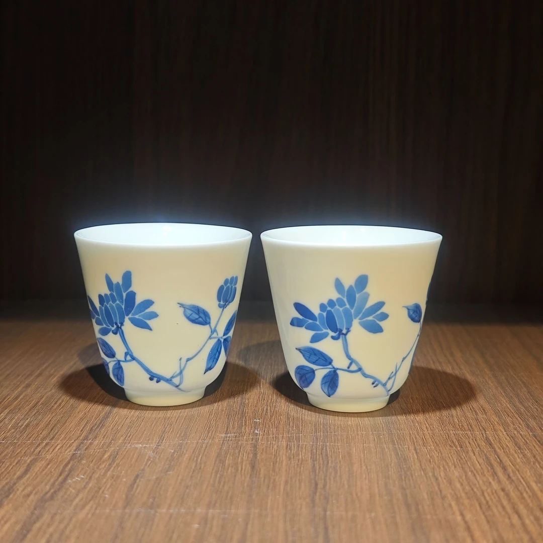 景德镇陶瓷菊花对杯