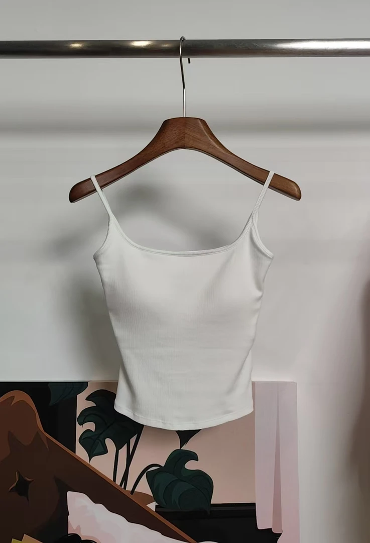 ZIZAI 白色弹力百搭带胸垫吊带背心