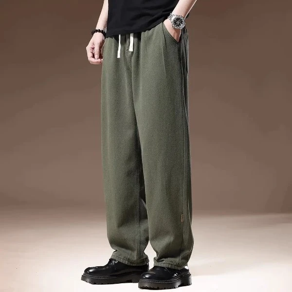 Cebrodz香港春季新款复古休闲裤重磅宽松阔腿直筒长裤子男