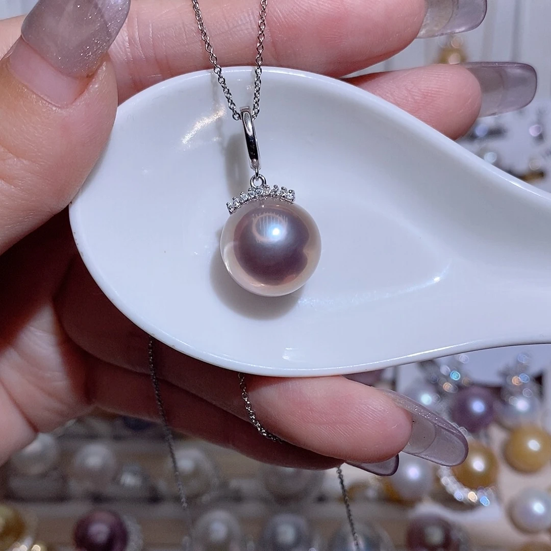 淡水珍珠银S925镶嵌吊坠(赠链)w