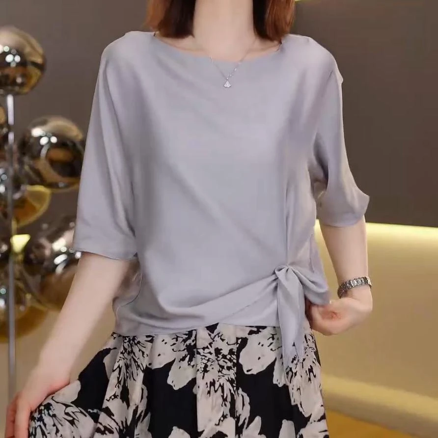 2025夏季洋气上衣显瘦时尚气质短袖T恤女款