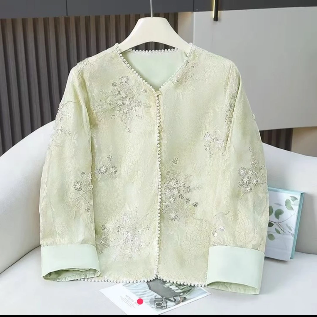 春晓国风女神专属早春新中式圆领亮片绣花气质外套