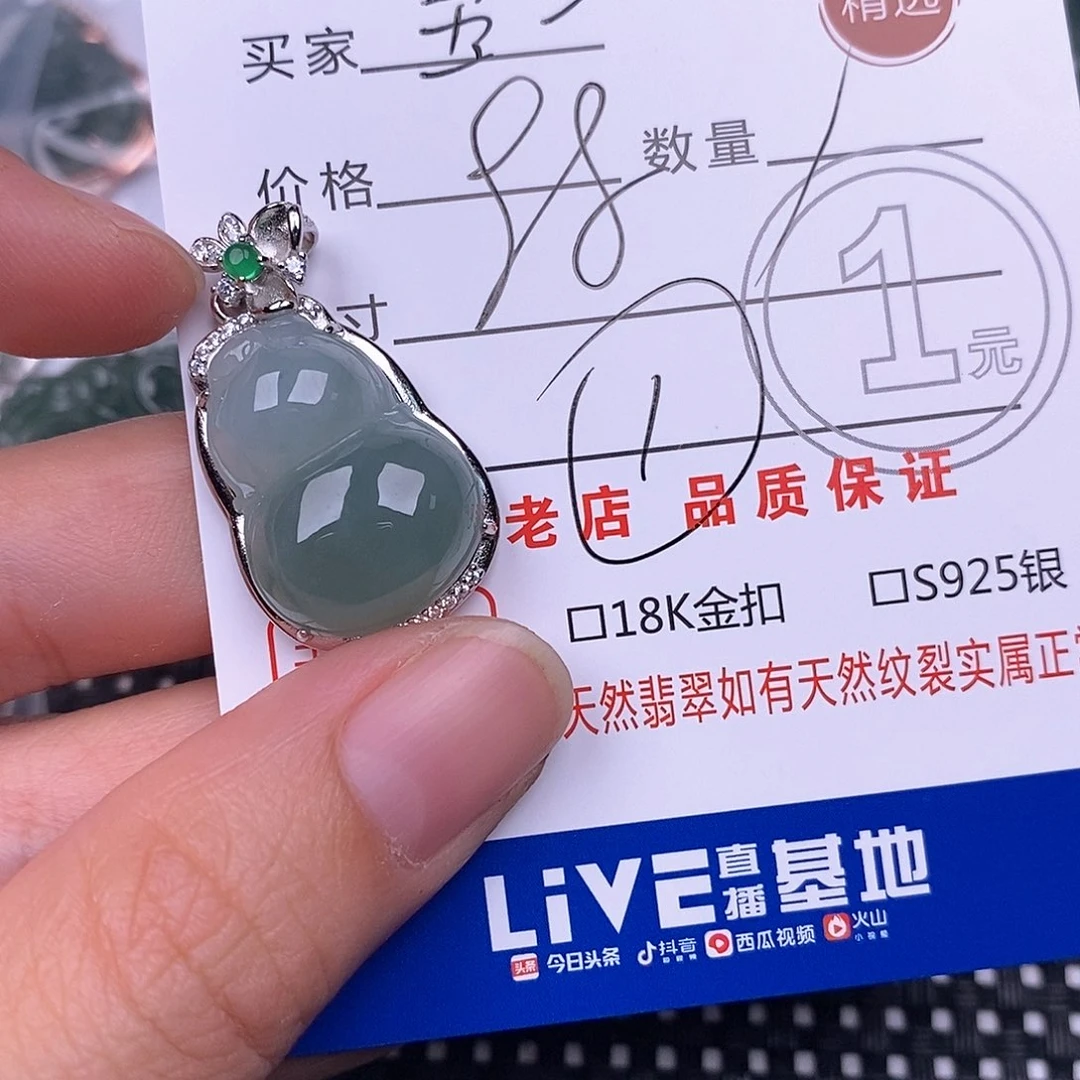 阿***洁翡翠银S925镶嵌颈饰