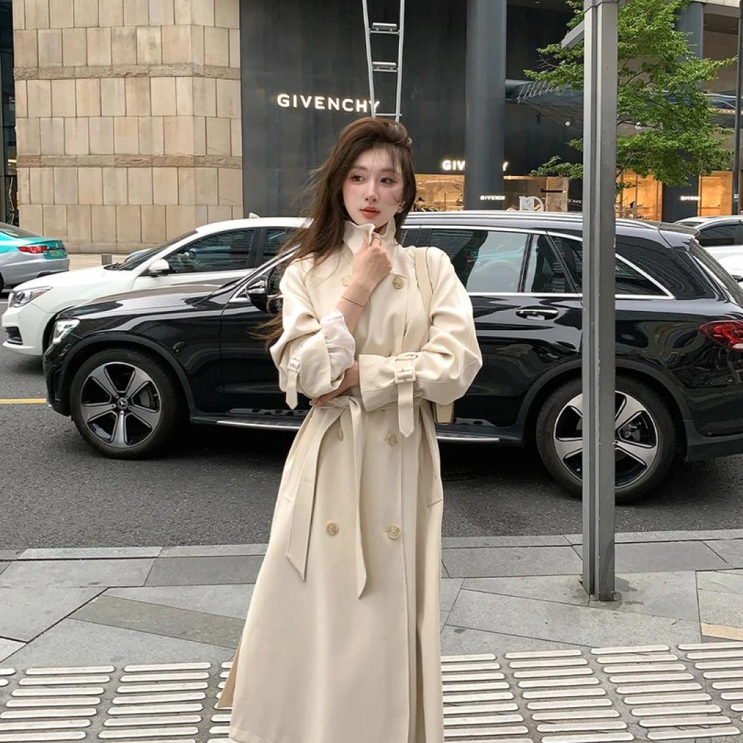 复古英伦风长款风衣外套女2025早春高级感小个子气质大衣