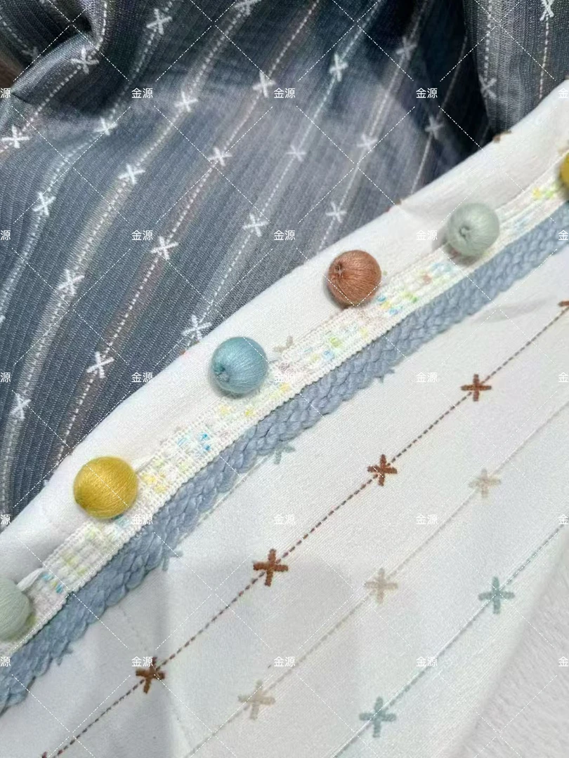 金源花边糖果风格彩色珠子花边用于窗帘立边装饰编织设计多巴胺珠