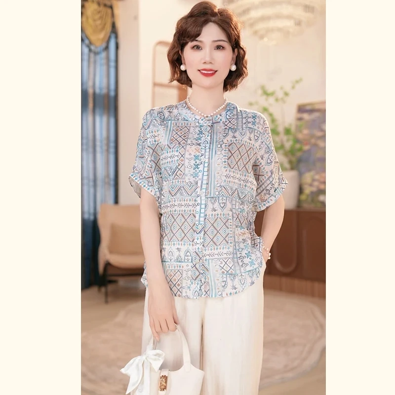 母亲节2025新款妈妈装夏季时尚气质中年女装宽松新中式小衫套装