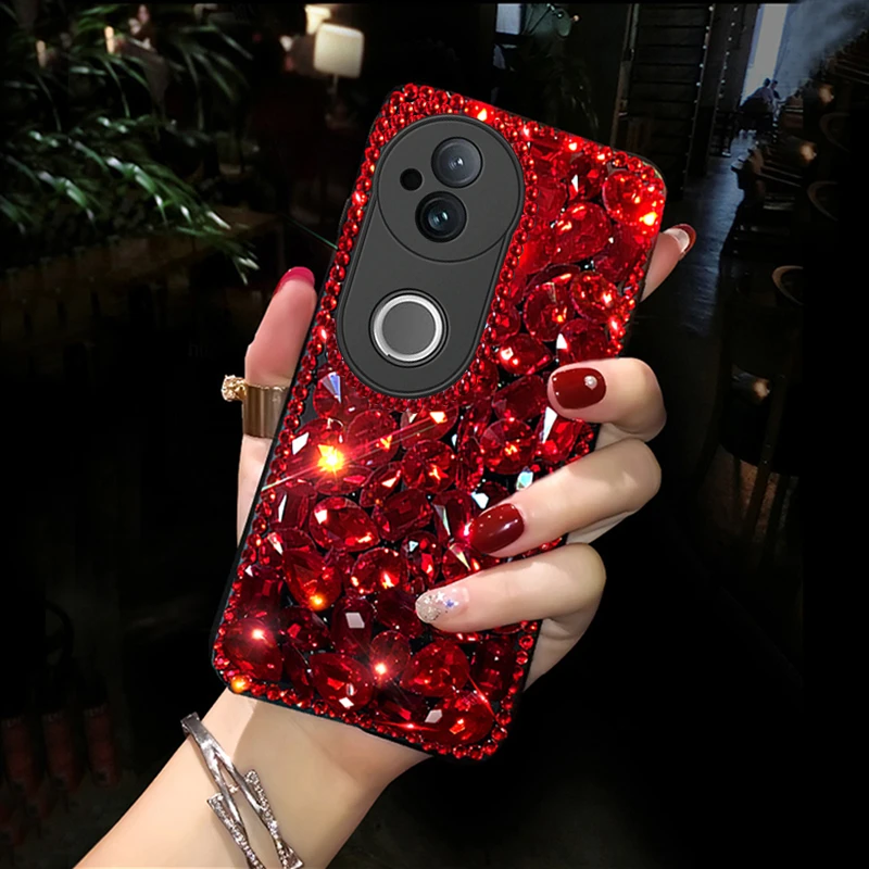 适用vivoS20手机壳新款红色满钻vivoS20pro女款水钻镜头全包防摔