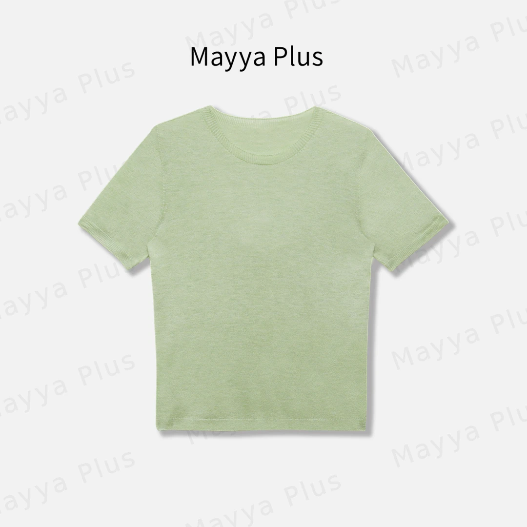 【泡沫之夏】Mayya Plus麦芽定制轻奢气质欧若风毛织上衣32528129