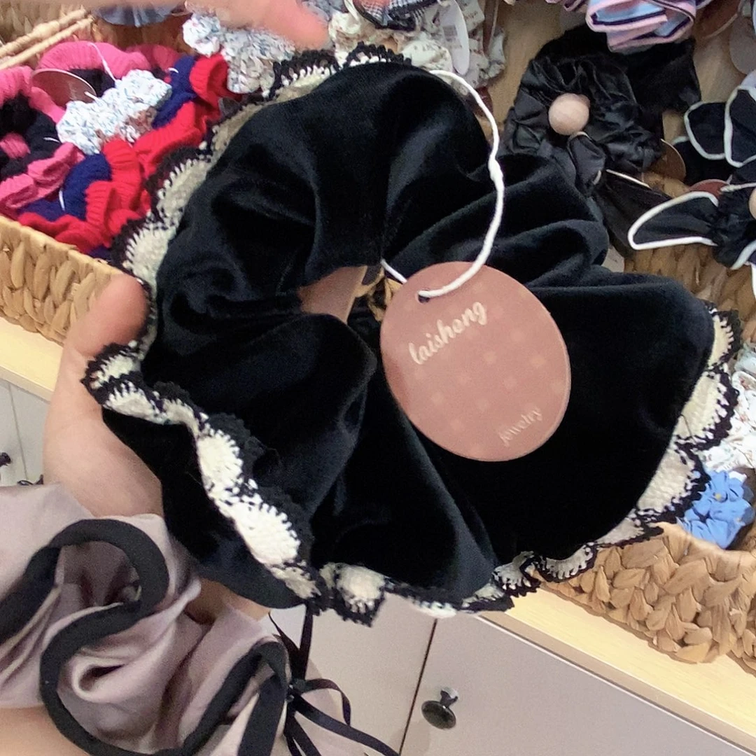 布艺非金属黑色丝绒发圈