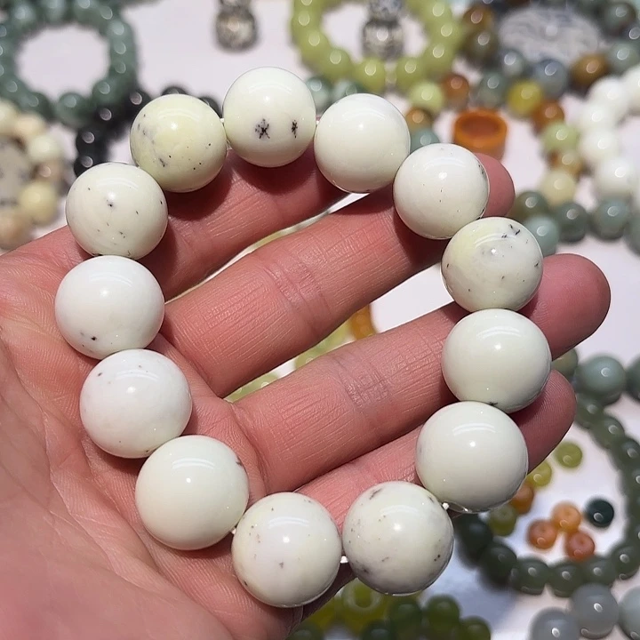 蛇纹石玉未镶嵌岫玉手串18+