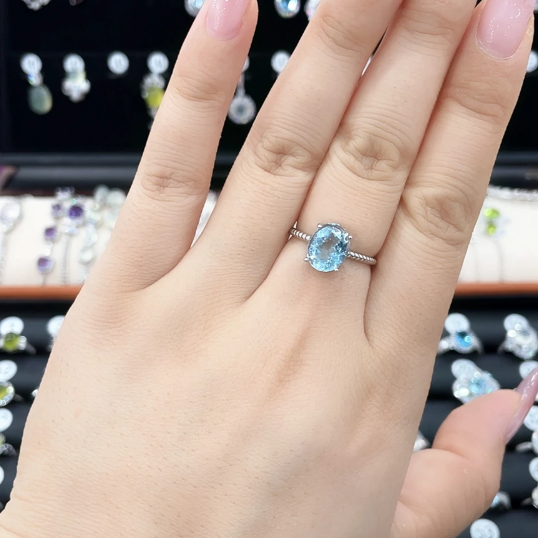 V***.托帕石戒指银S925镶嵌