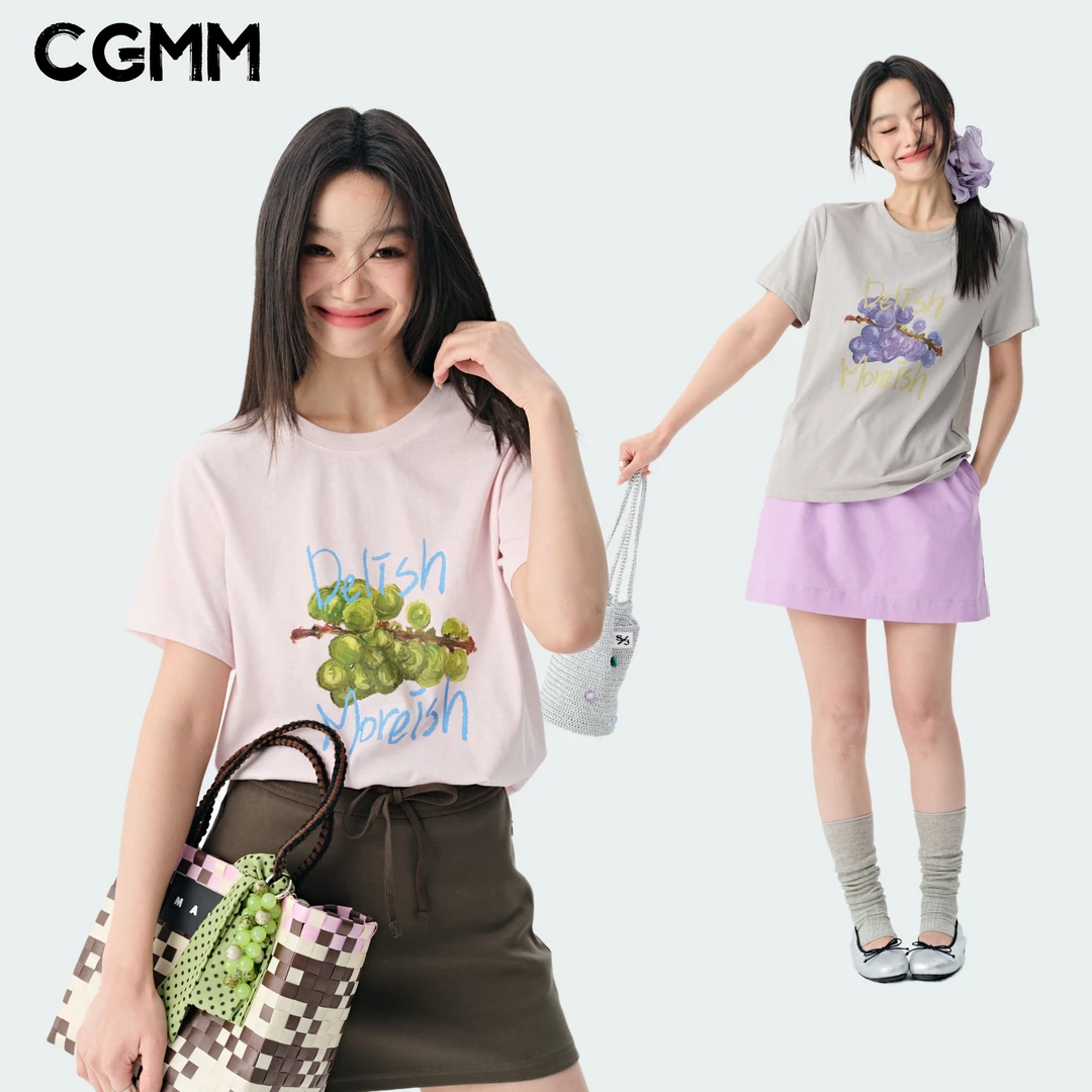 CGMM/橱柜密码新款时尚葡萄字母印花减龄显瘦百搭短袖DSOMB5079