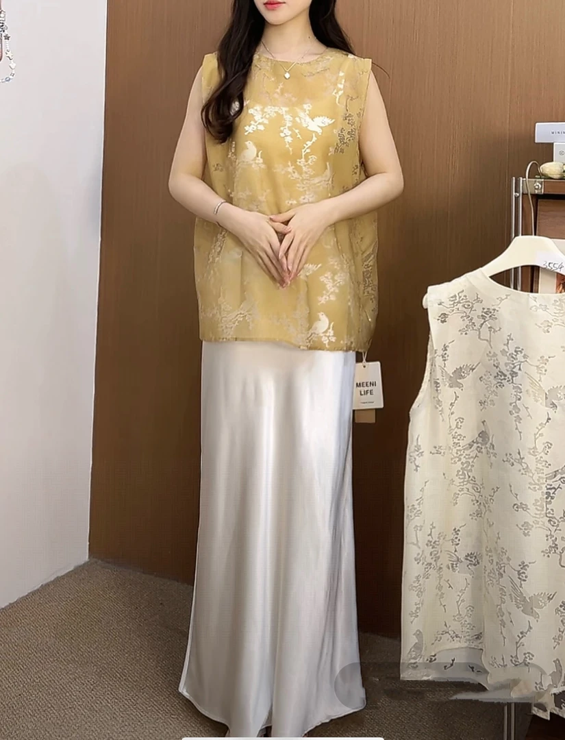 MEENI（554#）新中式国风重工刺绣提花上衣