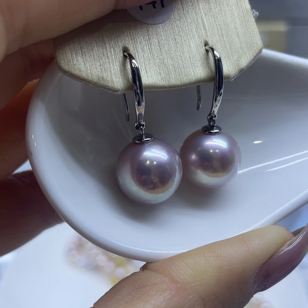 淡水珍珠银S925镶嵌耳饰