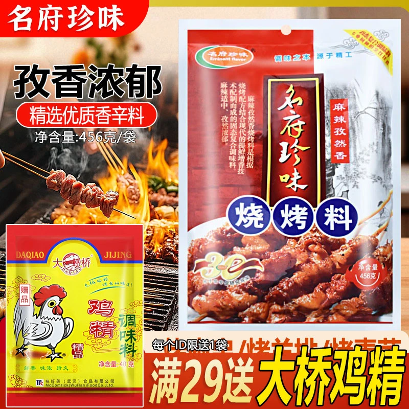 名府珍味烧烤料蘸料烧烤撒料家用麻辣孜然商用腌料456g烧烤粉