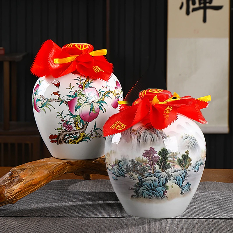 长期存酒专用酒瓶5斤空瓶酒坛子家用密封盖酒罐陶瓷酒缸高档摆件