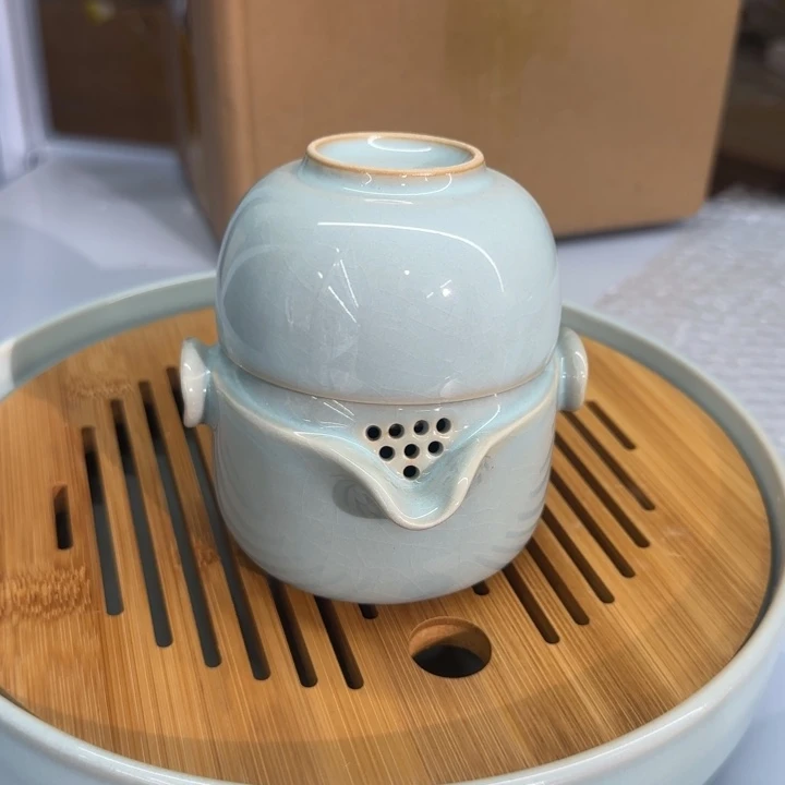 微瑕天青快客杯不带盒