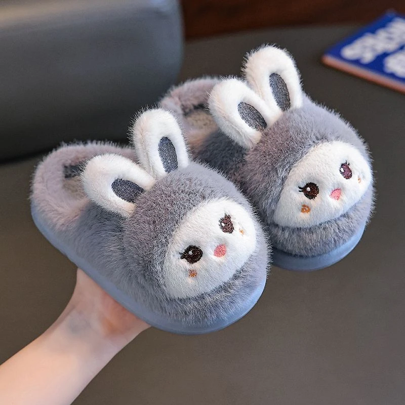 儿童棉拖鞋冬季2025女男童兔子可爱软底保暖居家防滑宝宝毛毛拖鞋