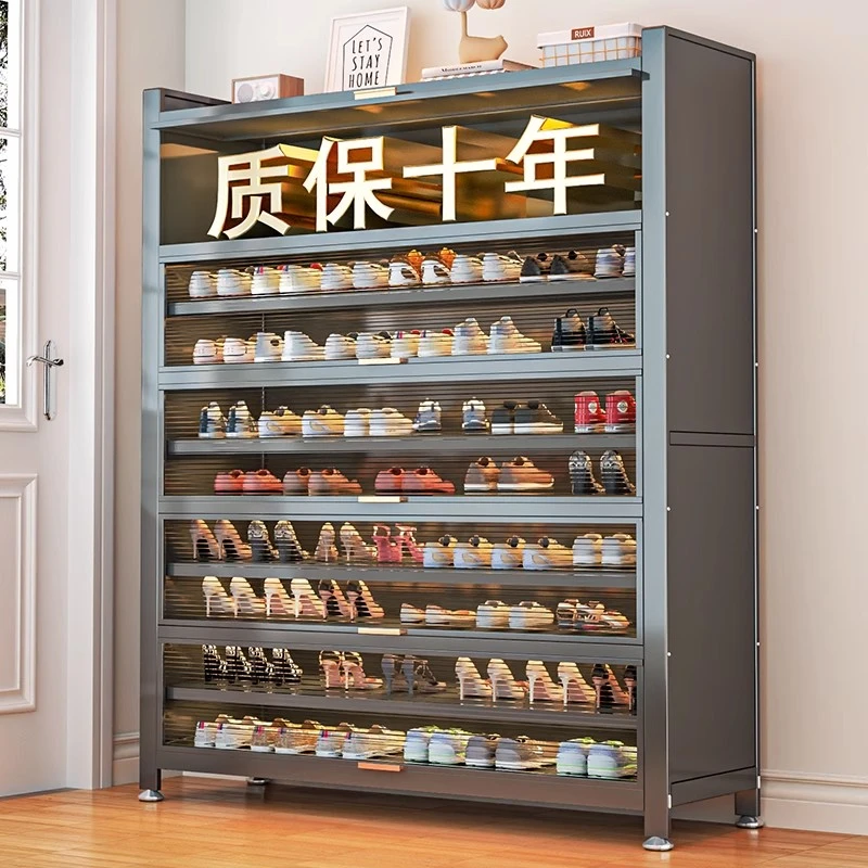 防尘鞋柜钢制家用门口入户分层隔板大容量置物鞋柜加厚上翻门鞋柜