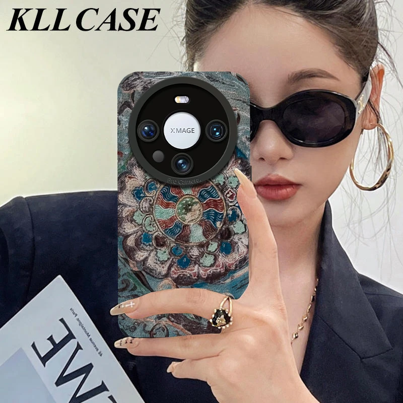 敦煌莲花适用华为mate70pro手机壳小羊皮复古mt60新款p80高级