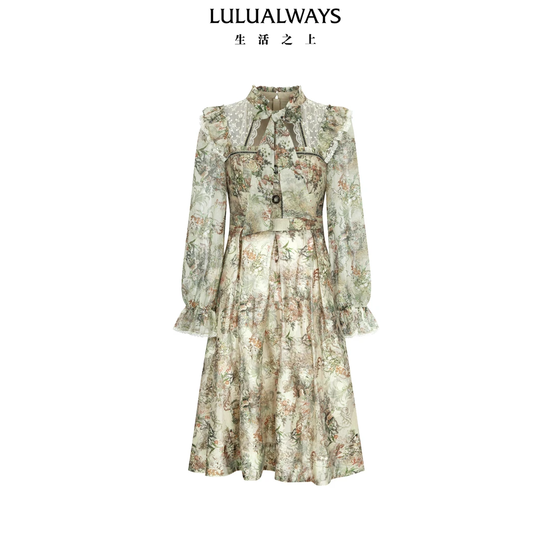 LULUALWAYS我爱露露25春季新款浪漫温柔原创提花连衣裙女小个子
