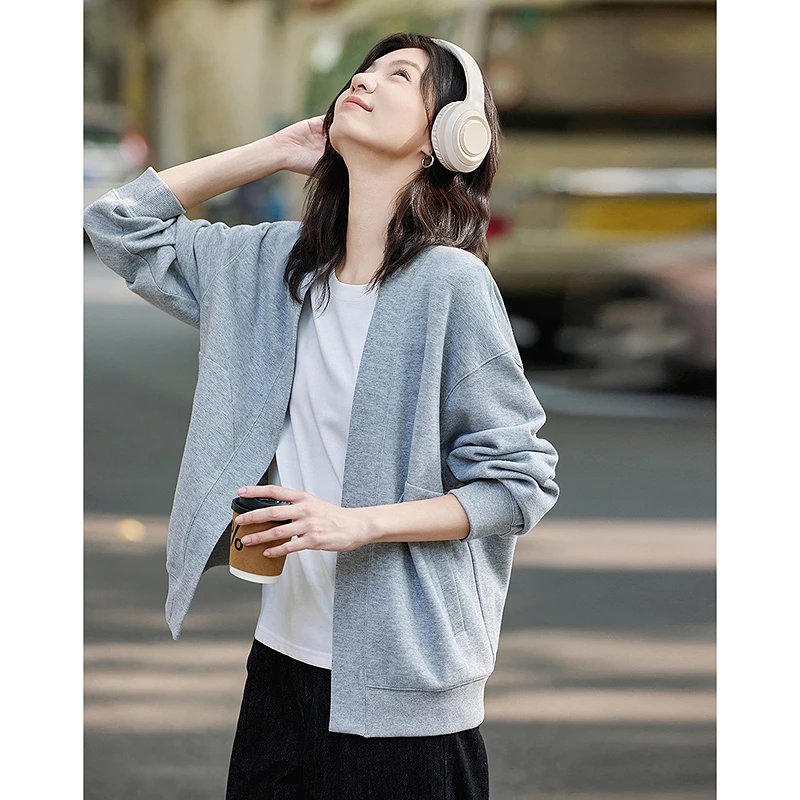 【黎老板专属】德·玛纳智感灰系春低饱和穿搭280G珠地空气层外套