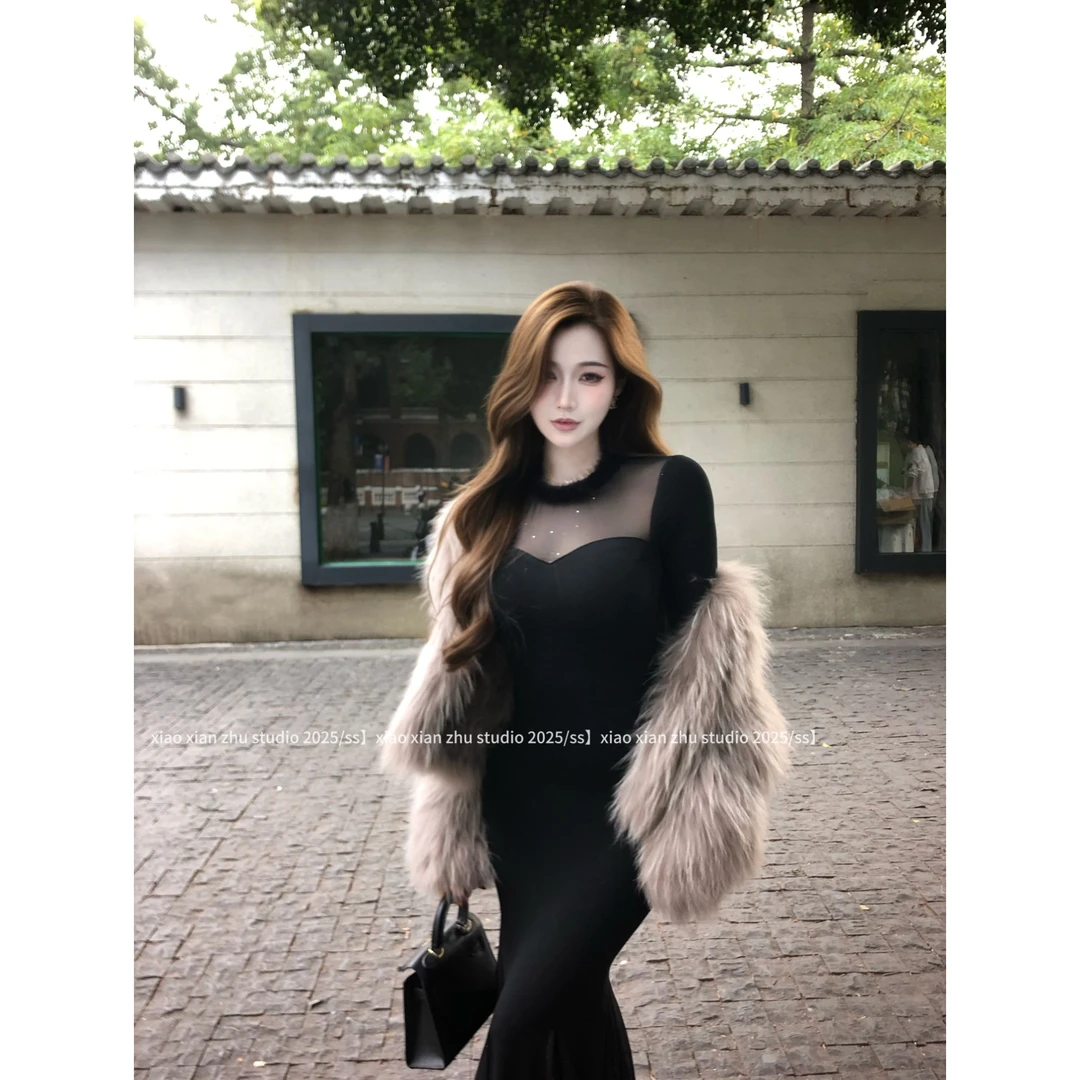 XXZHU【娇宠贵女】加密貉子毛双面编织皮草外套女短款2025秋冬新款