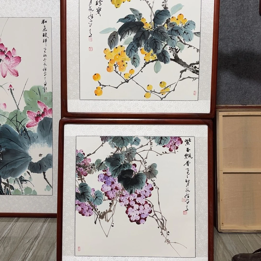 国画书画作品带框63×63