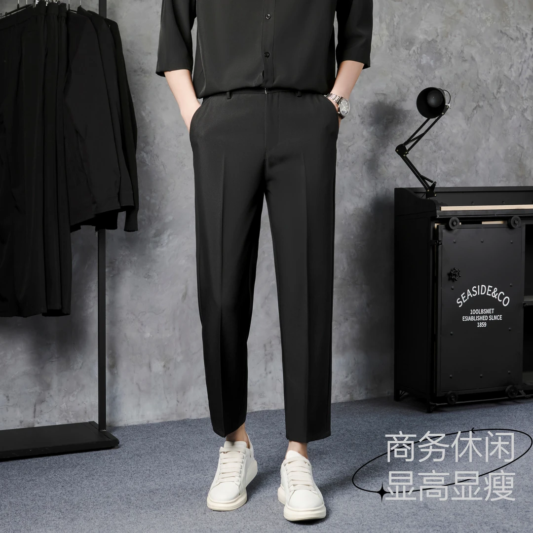 高级感九分西裤男士西装裤子男2025春夏新款男生休闲裤结婚小西裤