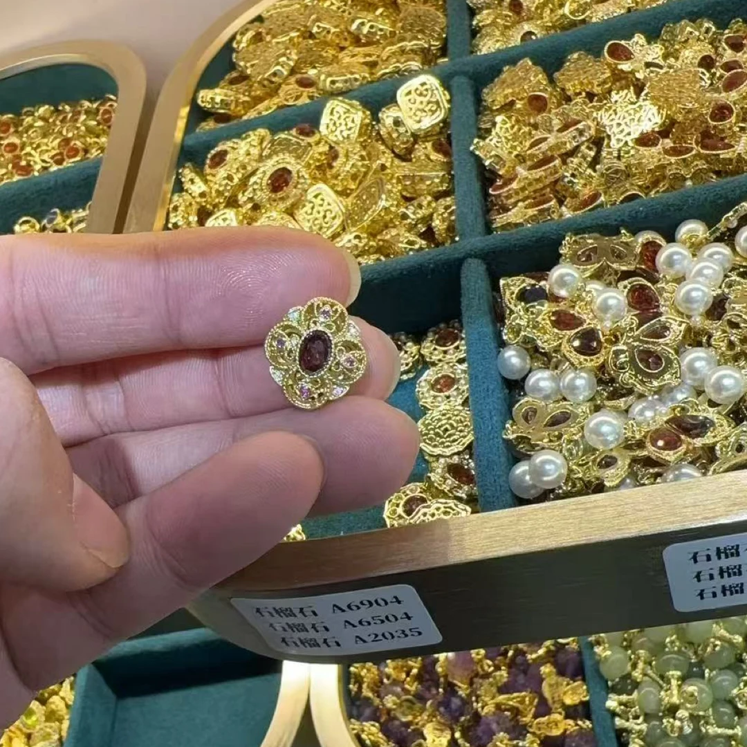 铜合金镶嵌石头手工编绳材料diy饰品配件材料