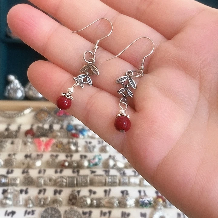 链子925银纯银麦穗耳饰