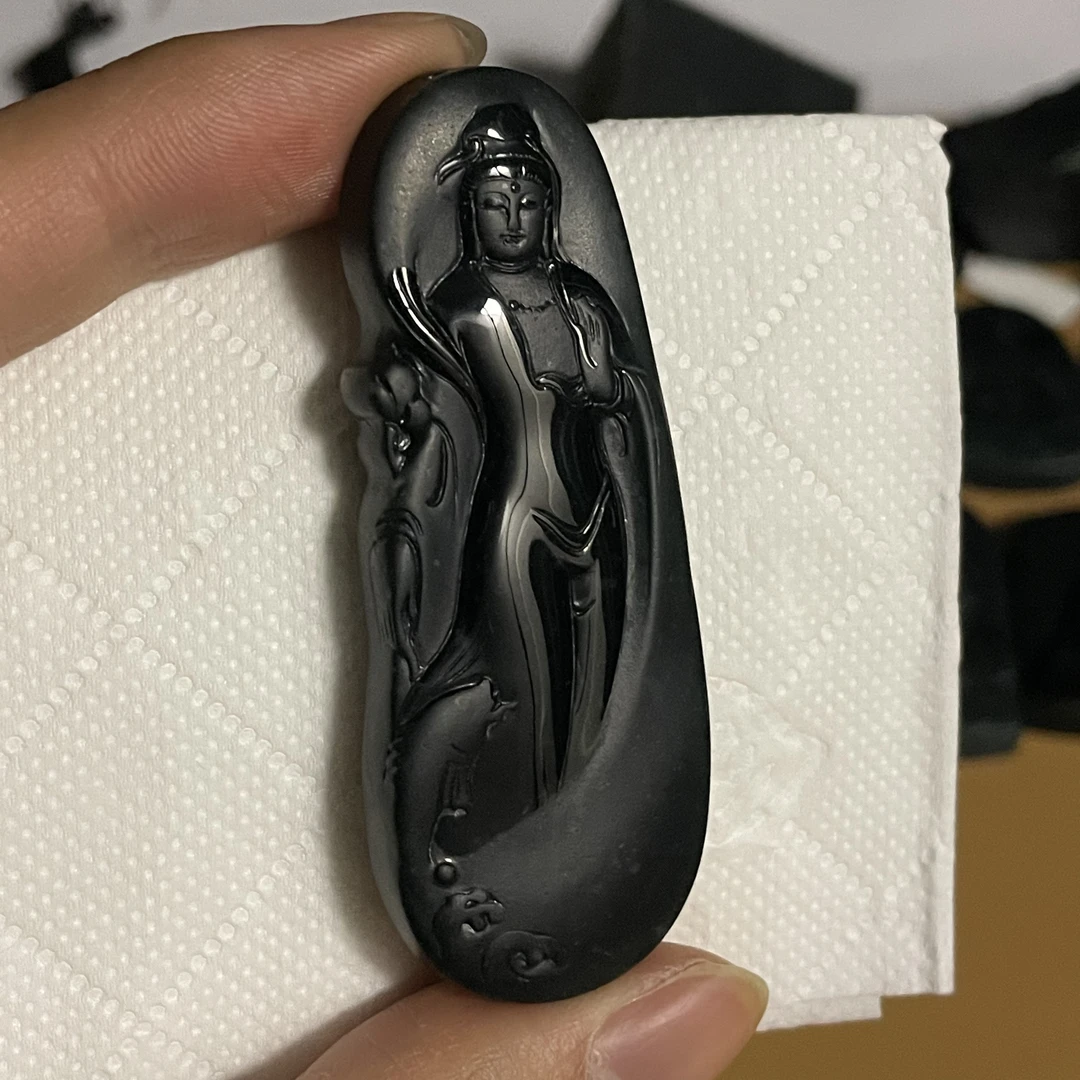 天然翡翠a货 自在观音玉坠n3