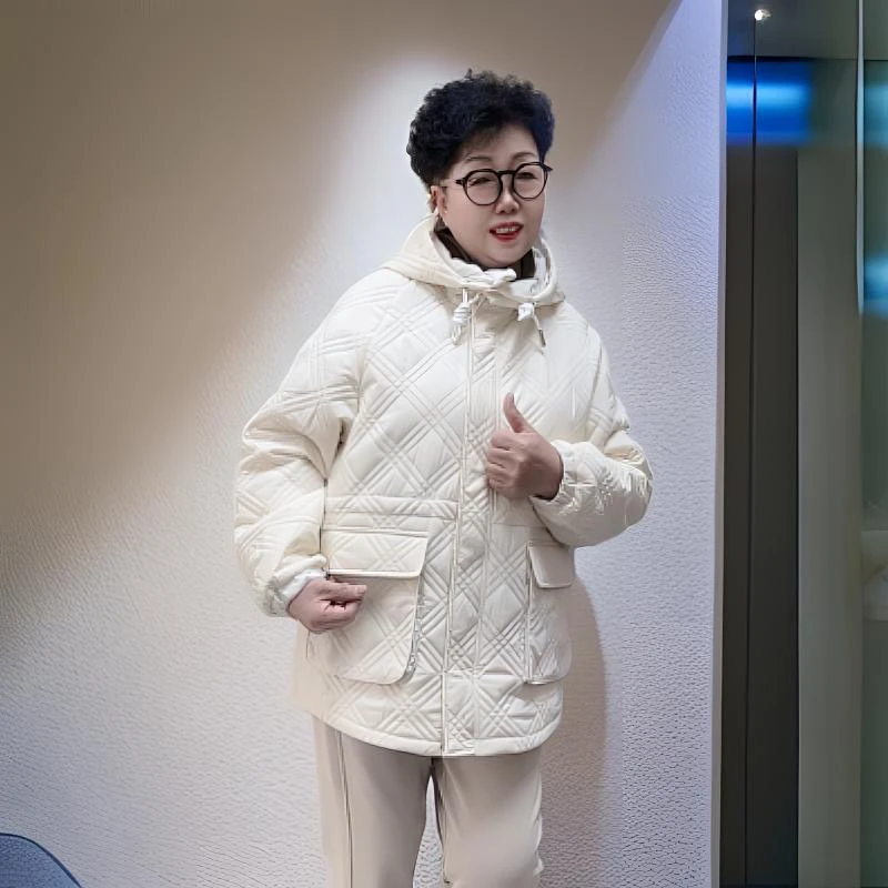 【钊丽】天娇一生水新款连帽加大码连帽插肩显瘦抽绳女棉衣6661