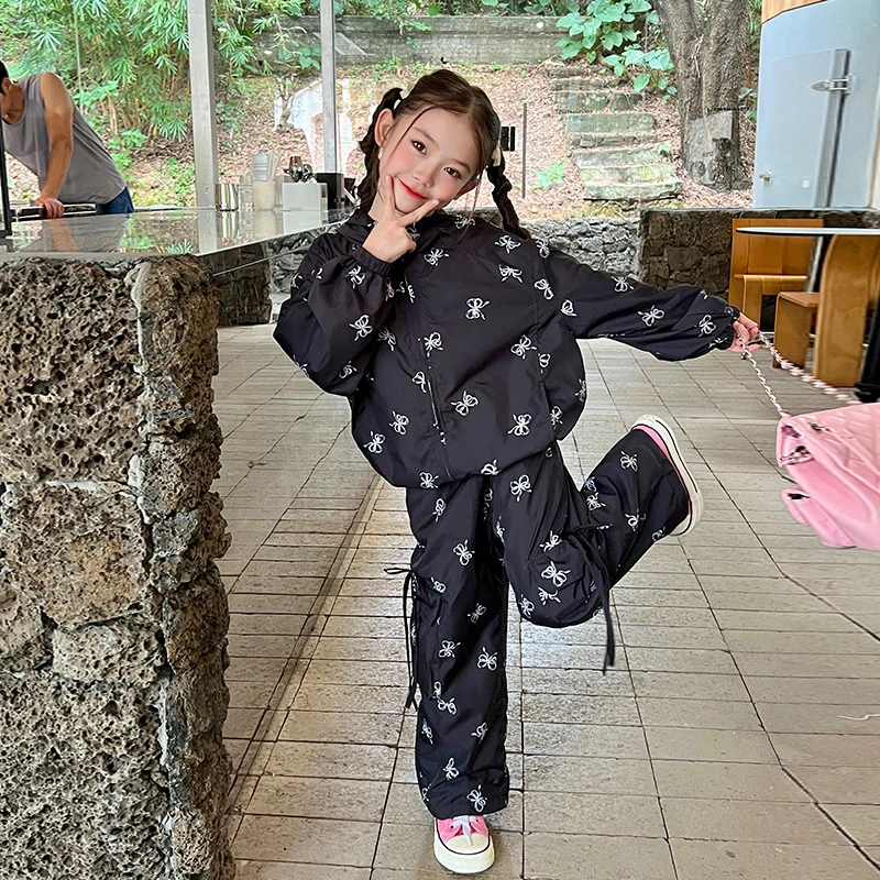 童装女童秋装时髦套装中大童女孩外套新款儿童冲锋衣工装裤两件套