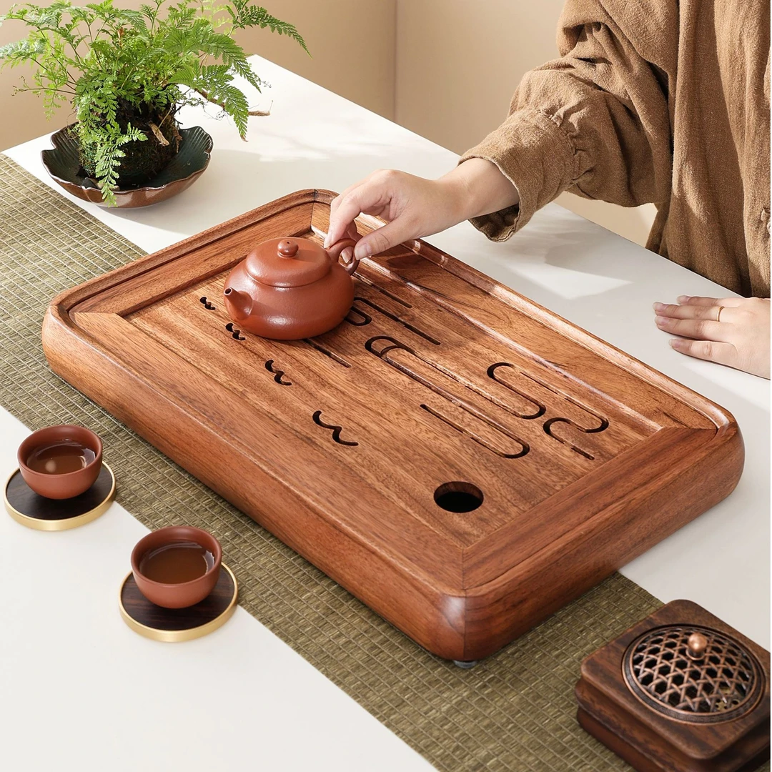 高端桌面专用茶盘家用茶具沥水长方形款泡茶台茶托盘高档干泡盘